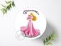 Preview: Prinzessin Dornröschen Aurora mit Wunschname, Tortenaufleger Ø 20cm, 0313z